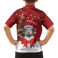 Personalized New Zealand Sheep Christmas Family Matching Short Sleeve Bodycon Dress and Hawaiian Shirt Hipi Meri Kirihimete Silver Fern Xmas Tree - Polynesian Pride