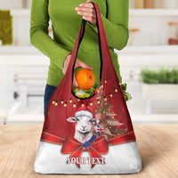 Personalized New Zealand Sheep Christmas Grocery Bag Hipi Meri Kirihimete Silver Fern Xmas Tree - Polynesian Pride