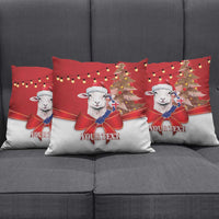 Personalized New Zealand Sheep Christmas Pillow Cover Hipi Meri Kirihimete Silver Fern Xmas Tree - Polynesian Pride