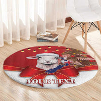 Personalized New Zealand Sheep Christmas Round Carpet Hipi Meri Kirihimete Silver Fern Xmas Tree - Polynesian Pride