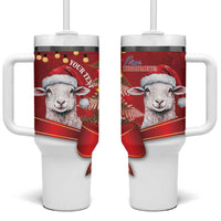 Personalized New Zealand Sheep Christmas Tumbler With Handle Hipi Meri Kirihimete Silver Fern Xmas Tree - Polynesian Pride