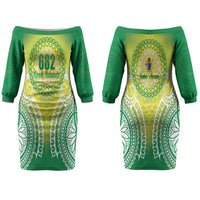 Cook Islands 682 Couples Matching Off The Shoulder Long Sleeve Dress and Hawaiian Shirt Kuki 'Airani Area Code Proud LT14 - Polynesian Pride
