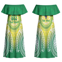 Cook Islands 682 Family Matching Off Shoulder Maxi Dress and Hawaiian Shirt Kuki 'Airani Area Code Proud