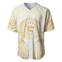 Cook Islands Gospel Day Baseball Jersey Happy Nuku Day Tiare Maori Gold LT14 Gold - Polynesian Pride