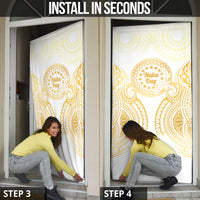 Cook Islands Gospel Day Door Cover Happy Nuku Day Tiare Maori Gold