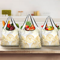 Cook Islands Gospel Day Grocery Bag Happy Nuku Day Tiare Maori Gold LT14 3-pack One Size Gold - Polynesian Pride
