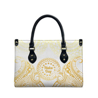 Cook Islands Gospel Day Leather Bag Happy Nuku Day Tiare Maori Gold LT14 - Polynesian Pride