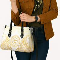 Cook Islands Gospel Day Leather Bag Happy Nuku Day Tiare Maori Gold LT14 - Polynesian Pride
