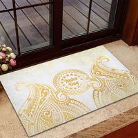 Cook Islands Gospel Day Rubber Doormat Happy Nuku Day Tiare Maori Gold LT14 - Polynesian Pride