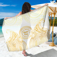 Cook Islands Gospel Day Sarong Happy Nuku Day Tiare Maori Gold LT14 One Size 44 x 66 inches Gold - Polynesian Pride