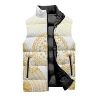 Cook Islands Gospel Day Sleeveless Puffer Jacket Happy Nuku Day Tiare Maori Gold