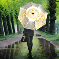 Cook Islands Gospel Day Umbrella Happy Nuku Day Tiare Maori Gold LT14 - Polynesian Pride