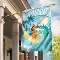 Ura Cook Islands Garden Flag Kuki 'Airani Traditional Dance Tropical Vibes LT14 House Flag Cyan - Polynesian Pride