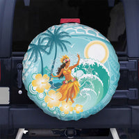 Ura Cook Islands Spare Tire Cover Kuki 'Airani Traditional Dance Tropical Vibes LT14 No hole Cyan - Polynesian Pride