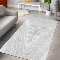 Peniamina Gospel Day Niue Area Rug Cross Dove Hiapo Pattern White LT14 - Polynesian Pride