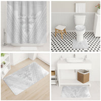 Peniamina Gospel Day Niue Bathroom Set Cross Dove Hiapo Pattern White LT14 - Polynesian Pride
