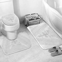 Peniamina Gospel Day Niue Bathroom Set Cross Dove Hiapo Pattern White LT14 Mat Set Only (3 pcs) One Size White - Polynesian Pride