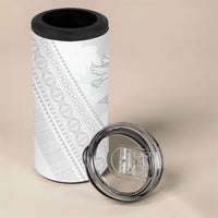 Peniamina Gospel Day Niue 4 in 1 Can Cooler Tumbler Cross Dove Hiapo Pattern White LT14 - Polynesian Pride