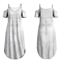 Peniamina Gospel Day Niue Couples Matching Summer Maxi Dress and Hawaiian Shirt Cross Dove Hiapo Pattern White LT14 - Polynesian Pride
