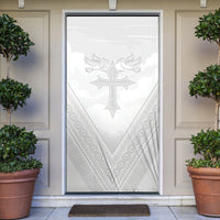 Peniamina Gospel Day Niue Door Cover Cross Dove Hiapo Pattern White LT14 White - Polynesian Pride