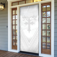 Peniamina Gospel Day Niue Door Cover Cross Dove Hiapo Pattern White LT14 - Polynesian Pride