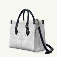 Peniamina Gospel Day Niue Leather Bag Cross Dove Hiapo Pattern White LT14 White - Polynesian Pride