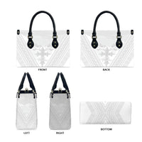 Peniamina Gospel Day Niue Leather Bag Cross Dove Hiapo Pattern White LT14 - Polynesian Pride
