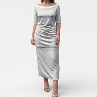 Peniamina Gospel Day Niue Puletasi Cross Dove Hiapo Pattern White LT14 Long Dress White - Polynesian Pride