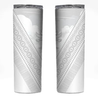 Peniamina Gospel Day Niue Skinny Tumbler Cross Dove Hiapo Pattern White LT14 White - Polynesian Pride