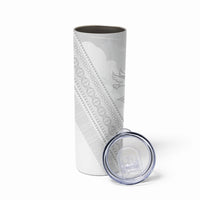 Peniamina Gospel Day Niue Skinny Tumbler Cross Dove Hiapo Pattern White LT14 - Polynesian Pride