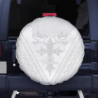 Peniamina Gospel Day Niue Spare Tire Cover Cross Dove Hiapo Pattern White LT14 No hole White - Polynesian Pride