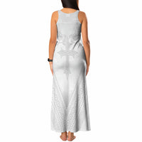 Peniamina Gospel Day Niue Tank Maxi Dress Cross Dove Hiapo Pattern White LT14 - Polynesian Pride