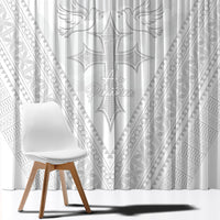 Peniamina Gospel Day Niue Window Curtain Cross Dove Hiapo Pattern White