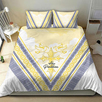 Peniamina Gospel Day Niue Bedding Set Cross Dove Hiapo Pattern Yellow LT14 - Polynesian Pride