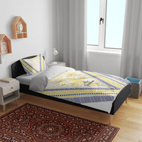 Peniamina Gospel Day Niue Bedding Set Cross Dove Hiapo Pattern Yellow LT14 - Polynesian Pride