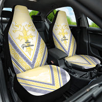 Peniamina Gospel Day Niue Car Seat Cover Cross Dove Hiapo Pattern Yellow LT14 One Size Yellow - Polynesian Pride