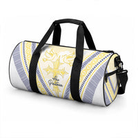 Peniamina Gospel Day Niue Duffle Bag Cross Dove Hiapo Pattern Yellow