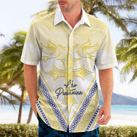 Peniamina Gospel Day Niue Hawaiian Shirt Cross Dove Hiapo Pattern Yellow LT14 - Polynesian Pride