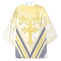 Peniamina Gospel Day Niue Kimono Cross Dove Hiapo Pattern Yellow