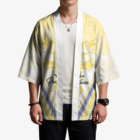Peniamina Gospel Day Niue Kimono Cross Dove Hiapo Pattern Yellow
