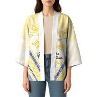 Peniamina Gospel Day Niue Kimono Cross Dove Hiapo Pattern Yellow