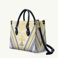 Peniamina Gospel Day Niue Leather Bag Cross Dove Hiapo Pattern Yellow LT14 Yellow - Polynesian Pride