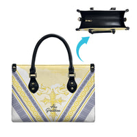 Peniamina Gospel Day Niue Leather Bag Cross Dove Hiapo Pattern Yellow LT14 - Polynesian Pride