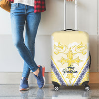 Peniamina Gospel Day Niue Luggage Cover Cross Dove Hiapo Pattern Yellow