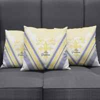 Peniamina Gospel Day Niue Pillow Cover Cross Dove Hiapo Pattern Yellow LT14 - Polynesian Pride