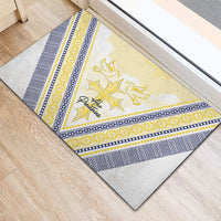 Peniamina Gospel Day Niue Rubber Doormat Cross Dove Hiapo Pattern Yellow LT14 - Polynesian Pride