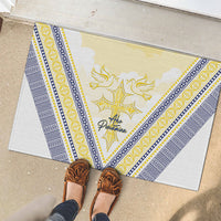 Peniamina Gospel Day Niue Rubber Doormat Cross Dove Hiapo Pattern Yellow LT14 - Polynesian Pride