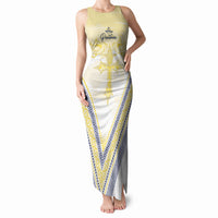 Peniamina Gospel Day Niue Tank Maxi Dress Cross Dove Hiapo Pattern Yellow LT14 Women Yellow - Polynesian Pride