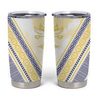 Peniamina Gospel Day Niue Tumbler Cup Cross Dove Hiapo Pattern Yellow LT14 Yellow - Polynesian Pride