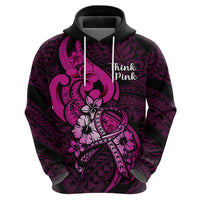 Polynesia Breast Cancer Awareness Hoodie Think Pink Polynesian Ribbon Black Version LT14 - Polynesian Pride